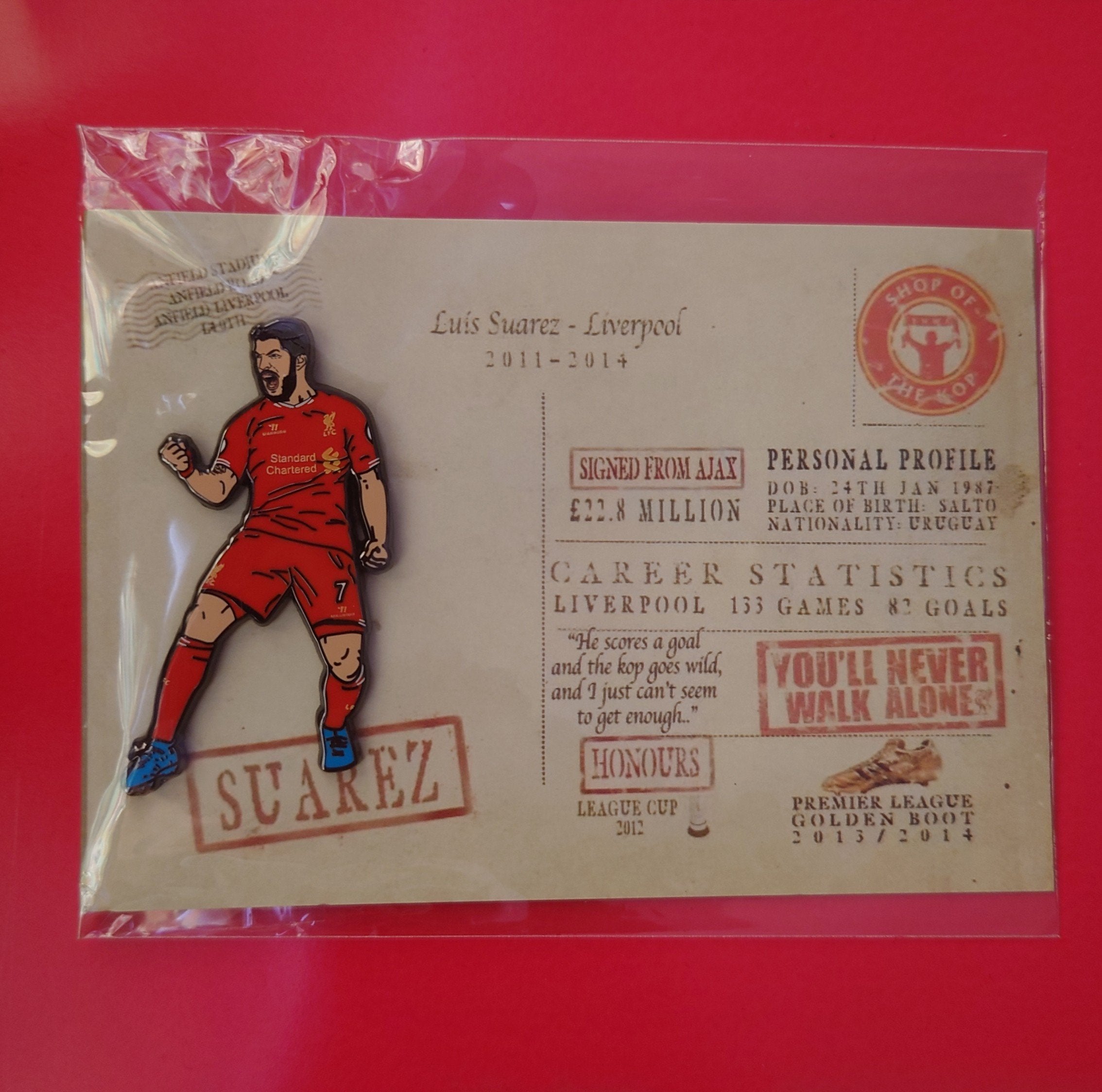 Suarez Pin Badge - Postcard Series - Shop of the Kop